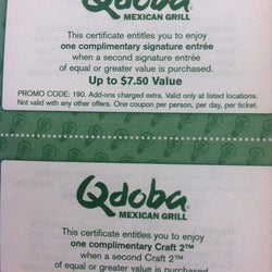 Qdoba Mexican Grill corkage fee 