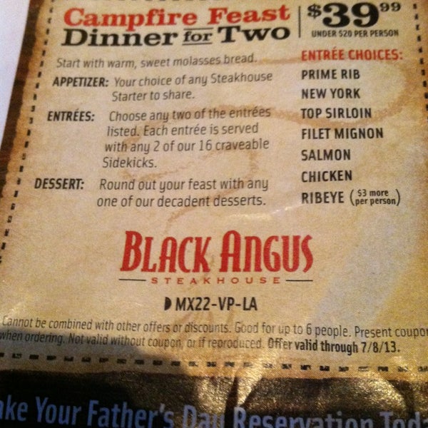 Black Angus Campfire Feast Printable Coupon