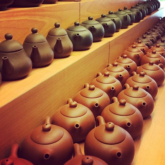 Clay pots at Yixing Xuan Teahouse. Photo by Soohan H. on Foursquare